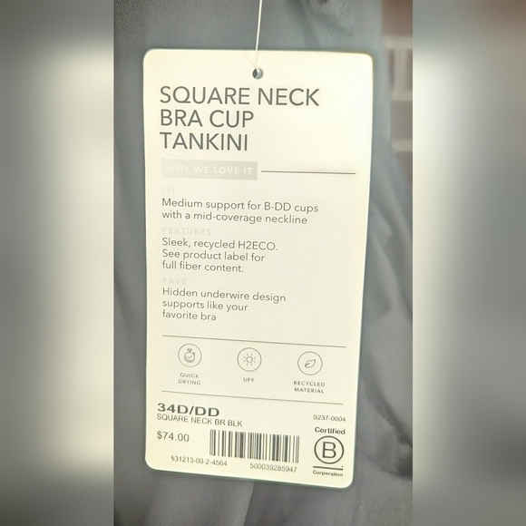 NWT Athleta Square Neck Bra Cup Tankini 34D/DD with Full Bikini Bottom Size M - Picture 11 of 15